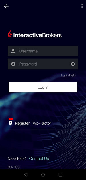 Image of the IBKR mobile register two-factor for android phone. 